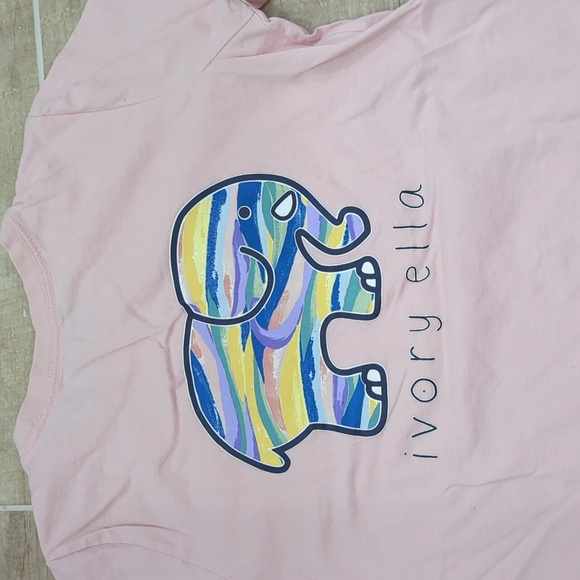 Ivory ella pink short sleeve T-shirt. Front pocket. - Picture 6 of 7